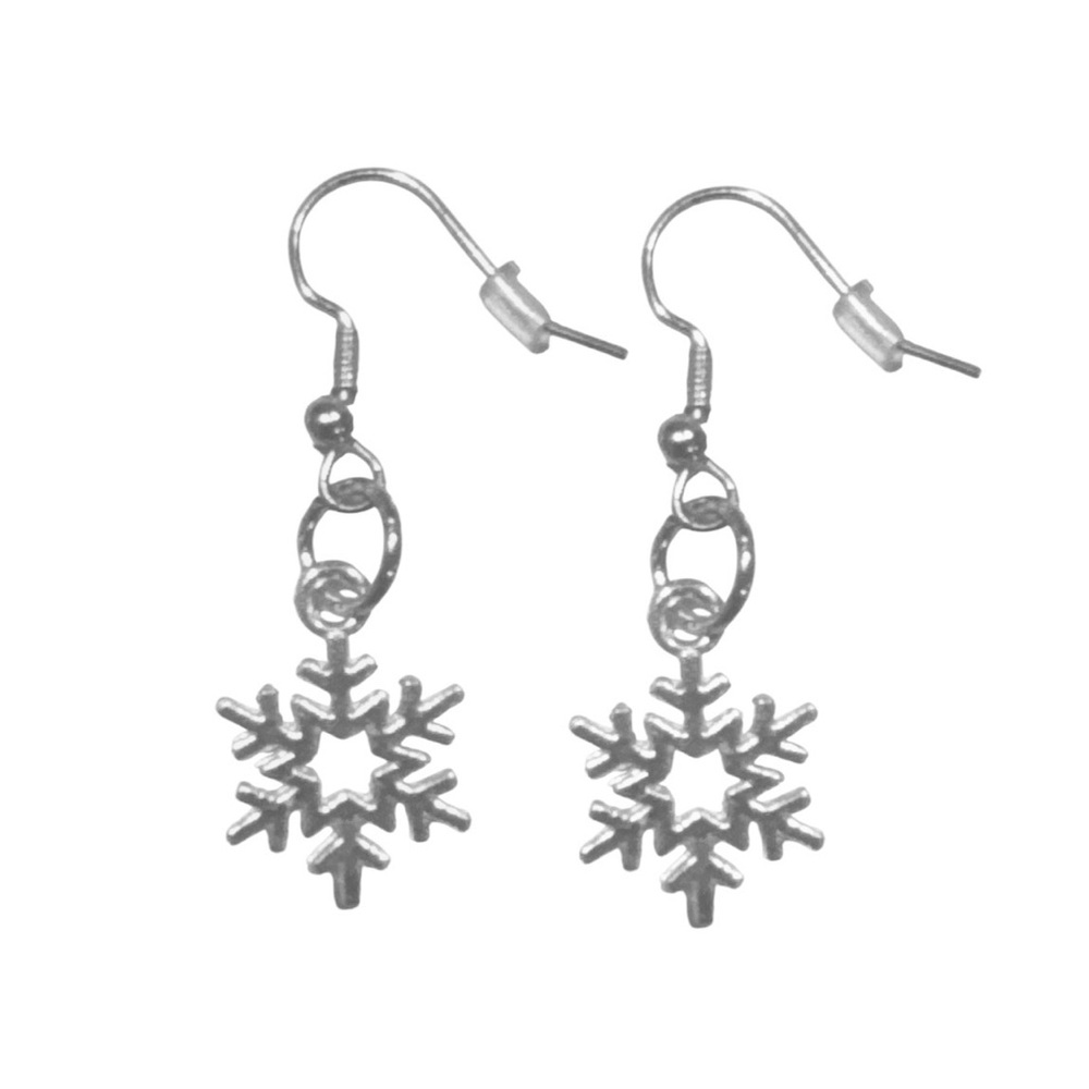 3 FOR $20 HANDCRAFTED Silver Snowflake Dangle Earrings